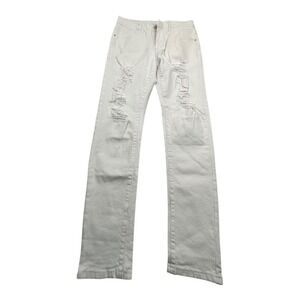 SHEIN White Distressed Ripped Skinny Jeans Womens Size S 30X28